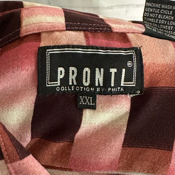 Pronti Collection by Phita Men’s Pink Patterned Button Up Blouse, XXL, Pre-owned - Picture 3 of 5